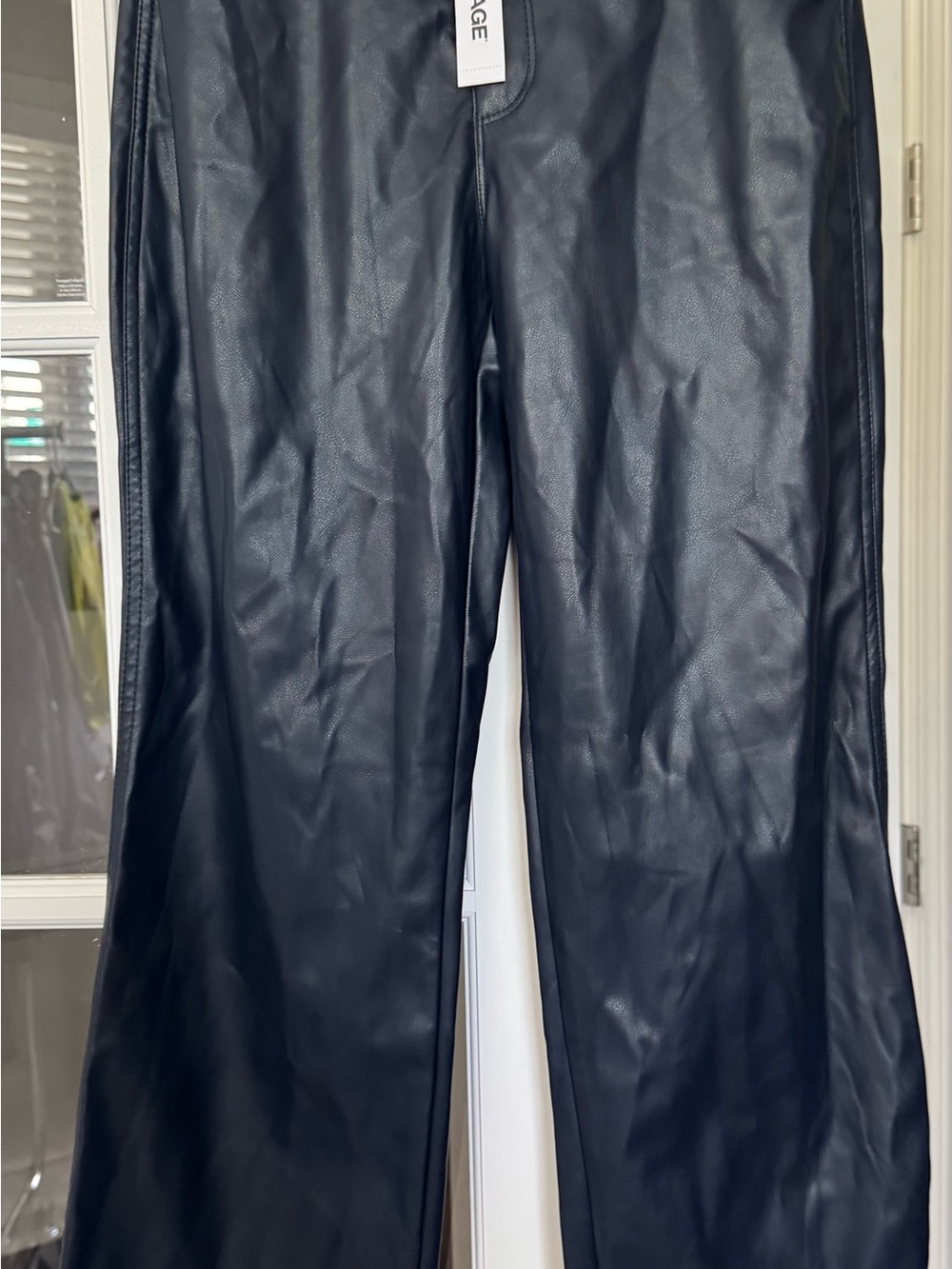 Garage Women's Navy Faux Leather Straight-Leg Pants